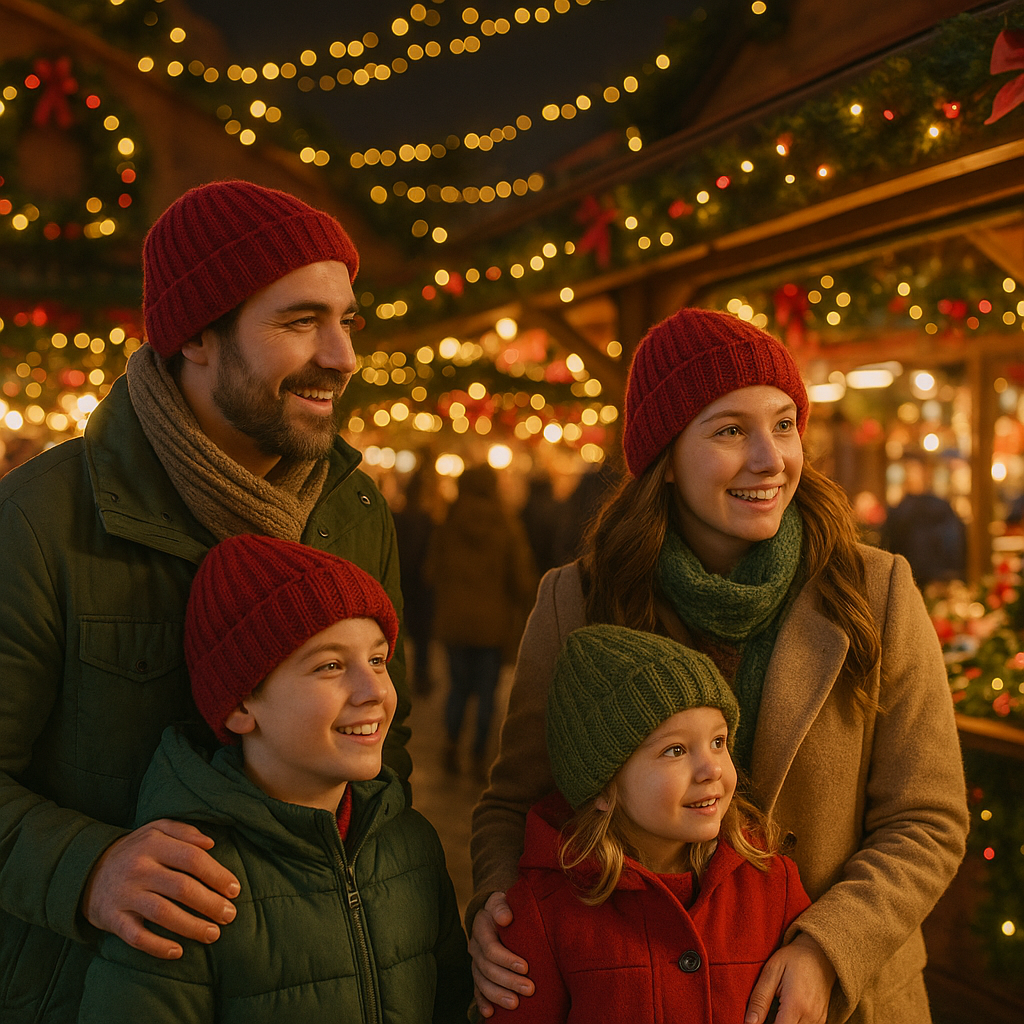 Srpska porodica uživa na Božićnoj pijaci u Velikoj Britaniji u večernjim svetlima