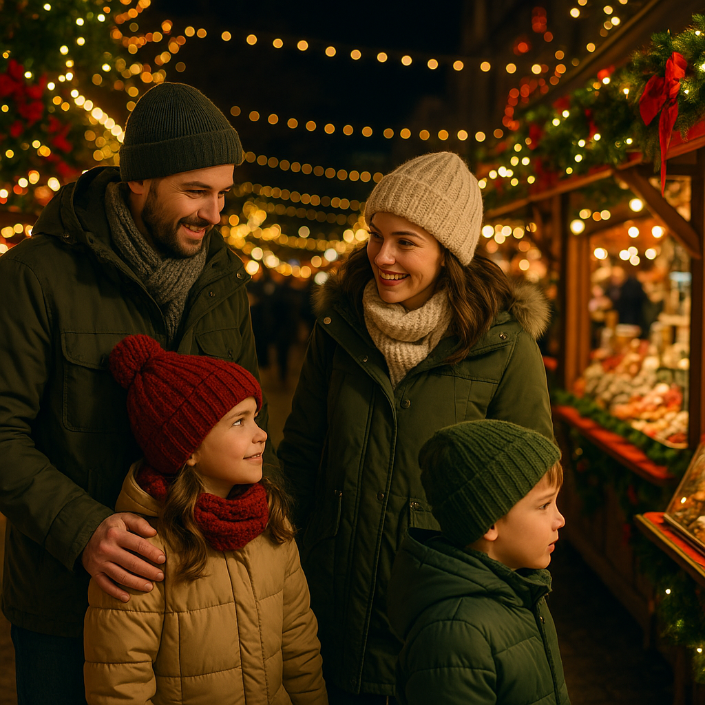 Srpska porodica uživa na božićnom marketu u Ujedinjenom Kraljevstvu pod prazničnim svetlima